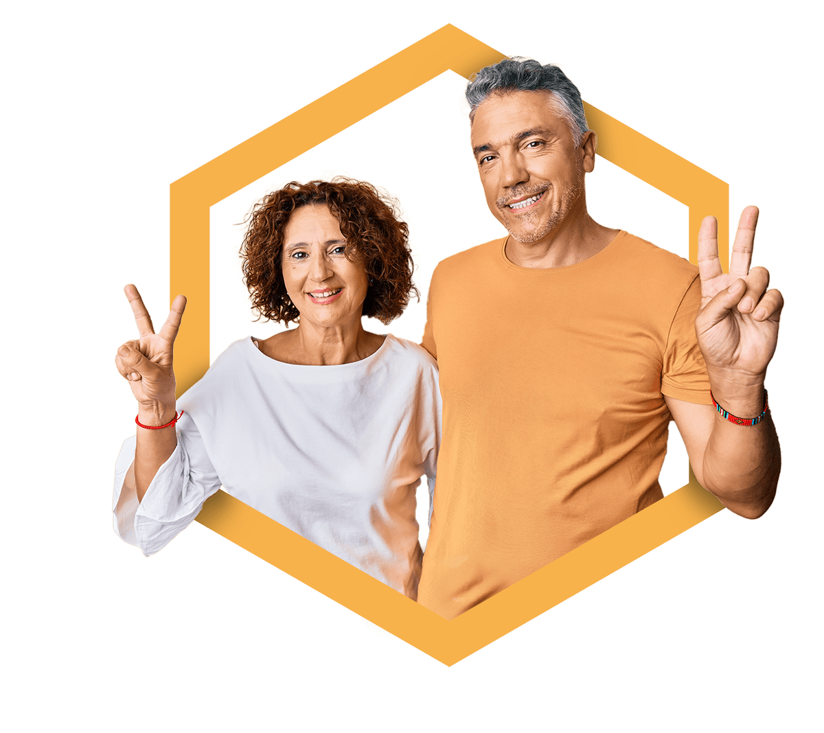 Couple showing peace sign